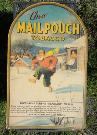 Vintage Mail Pouch Chewing Tobacco Cardboard Store Advertising Sign 2