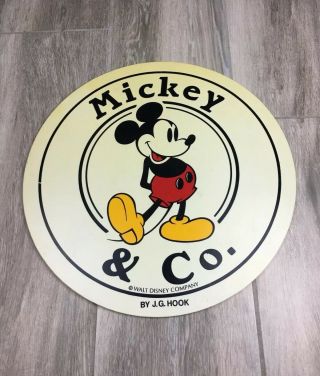 Vintage Walt Disney Mickey & Co.  By J.  G.  Hook Retail Sign Large Double Sided 18” 5