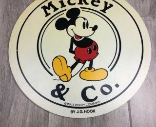 Vintage Walt Disney Mickey & Co.  By J.  G.  Hook Retail Sign Large Double Sided 18” 7