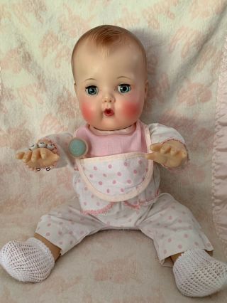 Vintage 12 " Tiny Tears Baby Doll High Color,  Pristine Hands Down Vinyl Body