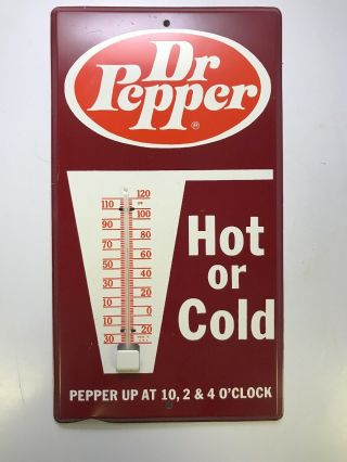 Vintage Authentic Dr Pepper Hot Or Cold Advertising Thermometer