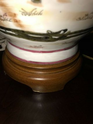 Vintage Bob Timberlake Signed Ceramic Table Lamp Wood Base,  White farm House. 8