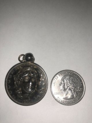 1912 Barber Repouse Lady Liberty Half Dollar Pop - Out Coin Pendant