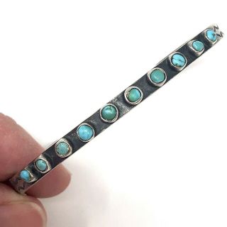 Zuni Cuff Bracelet Snake Eye Turquoise 10g 7in Sterling Silver Vtg 1960 1970s