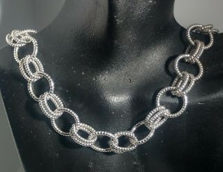 18 " Vtg Judith Ripka Sterling Silver Twisted Rolo Chain Link Black Onyx Necklace