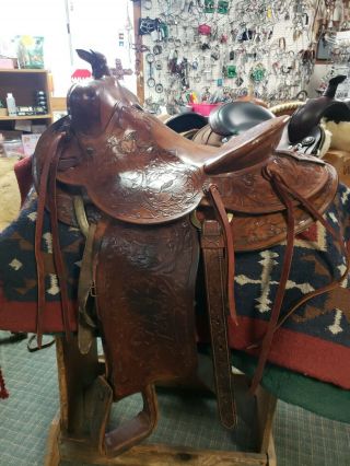 Vintage Collectible Tex Tan Western Saddle 14 " Seat