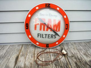 Vintage Fram Oil Filter Double Bubble Clock Gas Oil Sign Nr