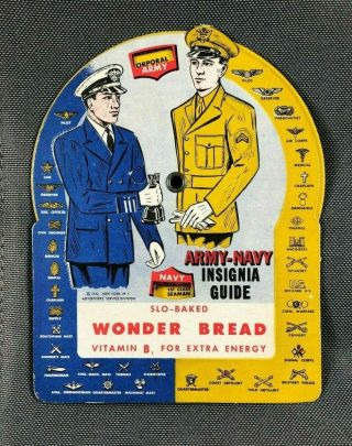 Ww2 Us Army Navy Insignia Guide Wonder Bread Premium Spinner Great Shape 790y
