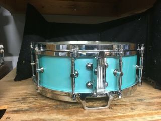 Tama Granstar Artstar 5x14 Snare Drum - Pat 30 1 ply Rare Turquoise FInish 4