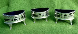 Three Late Victorian Silver Open Salts - London 1900 - 6.  95 Ozt A/f
