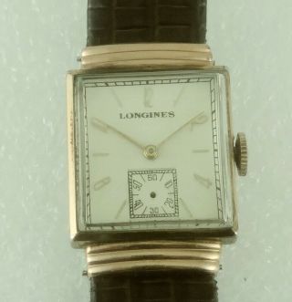 Vintage Longines Mens Wrist Watch 10k Rose Gold Filled Case Well