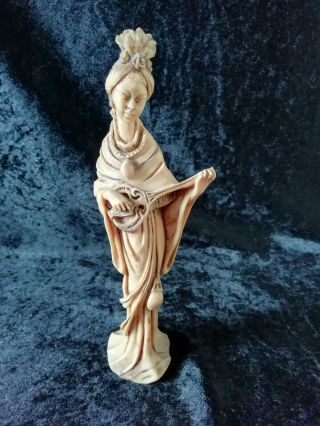 Vintage Chinese Oriental Resin Figurine Not Ivory Kitsch Collectable 7 3/4 " High