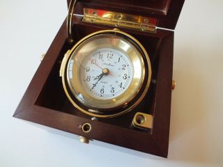 Vintage Seth Thomas Ships Clock Biscayne Model No.  1071 Mahogany Box