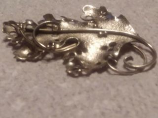 Sterling Silver Floral Leaf Brooch Hand Made By Artist Russell