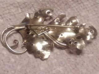 Sterling silver floral leaf brooch hand made by artist Russell 3