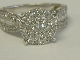 Vintage 14k White Gold 1.  30 Ct Tw Natural Diamonds Ring Size 7