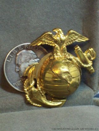 Vintage US Marine Corps WWII USMC EGA Screw Back Insignia Pin United States Gold 5