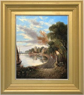 A River Landscape Antique Oil Painting Early 19th Century British School C.  1820
