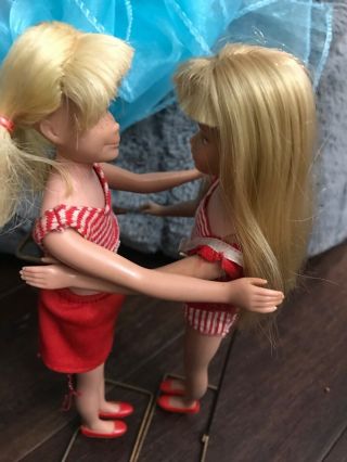 1960s Vintage Skipper and Scooter Dolls with outfits and one additional 6