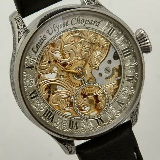 LOUIS ULYSSE CHOPARD L.  U.  C movem SWISS Skeleton Hand Engrav Rare Watch 48mm 7