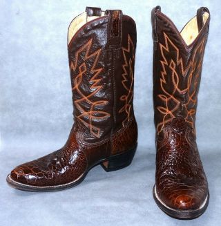 Rare/exotic 8.  5 Vtg Montana " Belly Cut " Brown Alligator Mens Western Boot