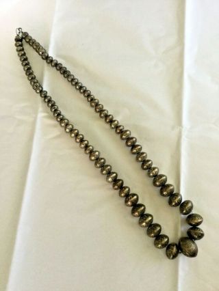 220 GRAMS VINTAGE SW signed NAVAJO STERLING SILVER BEAD NECKLACE 2