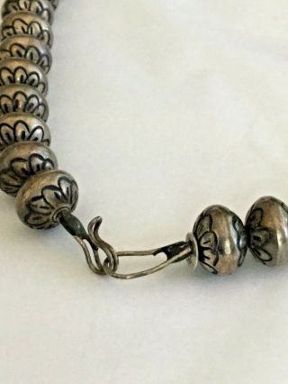 220 GRAMS VINTAGE SW signed NAVAJO STERLING SILVER BEAD NECKLACE 4