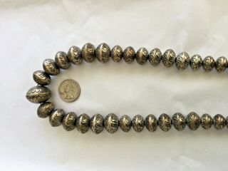 220 GRAMS VINTAGE SW signed NAVAJO STERLING SILVER BEAD NECKLACE 6