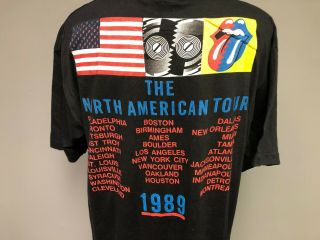 Vtg 80s 1989 Rolling Stones Steel Wheel North American Tour T - Shirt Tee Black Xl