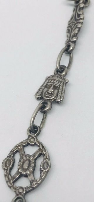 Vtg Sterling Silver Mexico Aztec Mayan Pendant Chain Necklace 926 Mexican 2