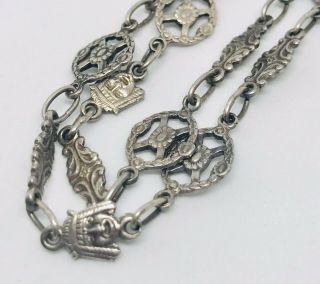 Vtg Sterling Silver Mexico Aztec Mayan Pendant Chain Necklace 926 Mexican 3