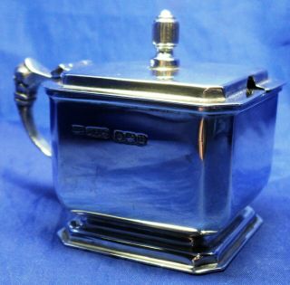 Top Quality Art Deco Square Solid Silver Mustard Pot & Liner By J Rodgers 1937