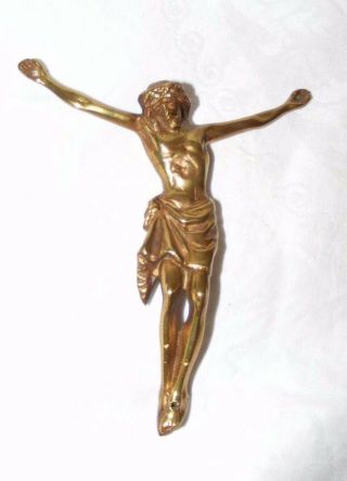 Vintage Gilded Brass Crucifix Jesus Christ Corpus Christi Cross Missing