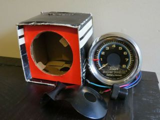 Vintage Nos Sun Tach Tachometer Blue Line