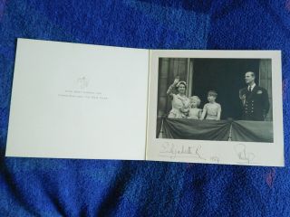 Queen Elizabeth Ii And Prince Philip Rare 1954 Christmas Card