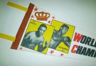 Vintage 1971 Boxing Muhammad Ali Joe Frazier Championship Fight Felt Pennant 2