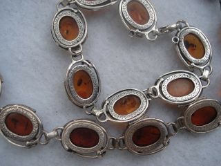 Vintage Silver Baltic Amber Necklace Bracelet Earring Set 6