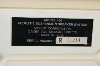 Vintage Advent Model 400 Tabletop FM Radio Receiver Acoustic Suspension Speaker 8