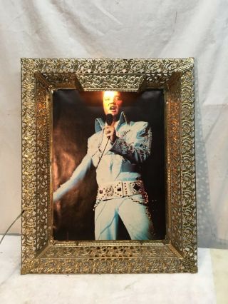 Vintage Elvis Presley Poster / Art Print Mounted In Lighted Brass Frame