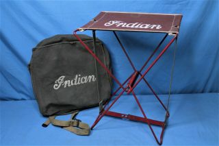 Very Rare 1920s Indian Motocycle Race Event Folding Stool & Carrying Bag