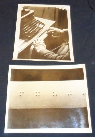 Rare 2 Piece British Wwii Official 8 X 10 Photo Shorthand For The Blind