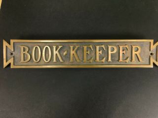 Vtg 16 " Solid Brass Book - Keeper Bookkeeper Accountant Cpa Bank Door Sign