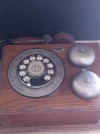 VINTAGE Western Electric Wooden Wall Rotary Country Bell Phone Telephone 4