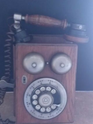 VINTAGE Western Electric Wooden Wall Rotary Country Bell Phone Telephone 6