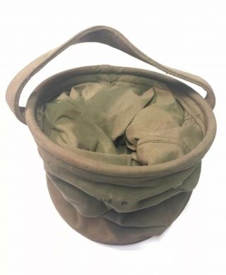 Vintage Ww Ii Acme P.  E.  Co.  1943 Canvas Collapsible Jeep Water Bucket Bag