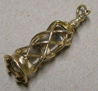 Rare Vintage English Hmkd 9ct Gold Glass Soda Syphon Charm - C1970