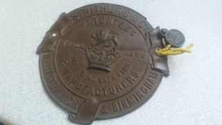 Vintage Copper Finish Brass Safe Plaque - S Withers & Co - West Bromwich
