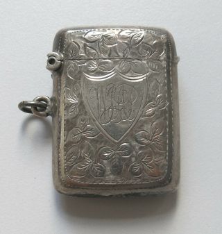 Antique British Sterling Silver Vesta Case C.  1910 By James Deakin,  Chester
