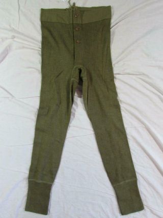 Vtg 40s Ww2 1943 Date Wool & Cotton Winter Drawers Long John Underwear Wwii