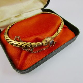 Antique Art Deco Drgm Snake Amethyst & Garnet Gold Tone Bracelet Reichs German